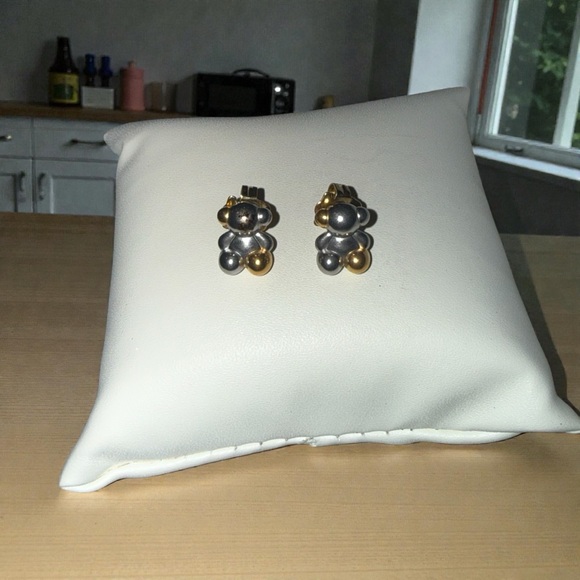 Gold and Silver Stainless Steel Bear Earrings - Picture 4 of 5